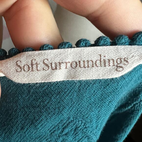 Soft Surroundings Blue Embroidered Tunic Top Boho Cottagecore Artsy Medium - Picture 3 of 7